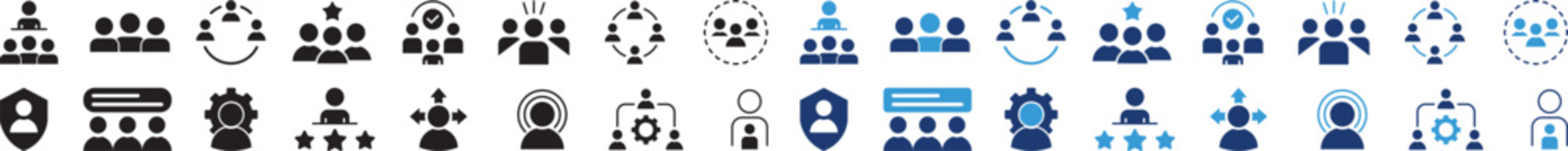 Leadership icon set with 25 vector icons. Teamwork and Collaboration Icon Set Mentorship, Unified Effort, Interlocking Hands and Global Team Symbols. icon will be different, create a vector outline ic