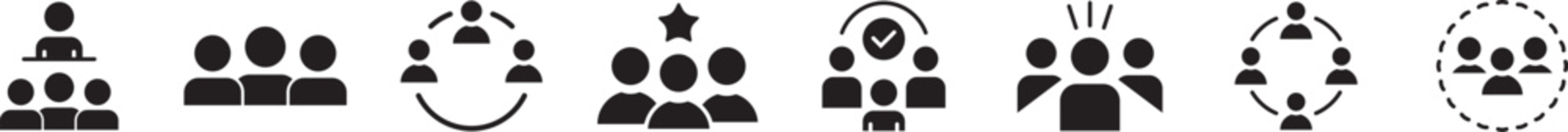 Leadership icon set with 25 vector icons. Teamwork and Collaboration Icon Set Mentorship, Unified Effort, Interlocking Hands and Global Team Symbols. icon will be different, create a vector outline ic