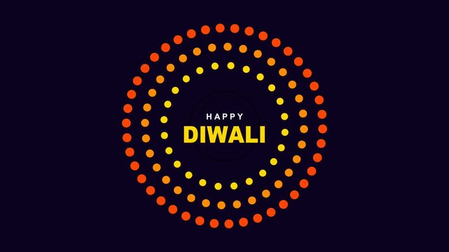 Animated Diwali greeting with circular light particle patterns