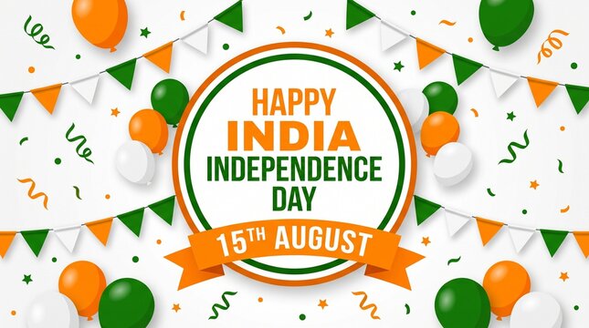 India independence day celebration festive balloons ribbons and bunting for august 15th