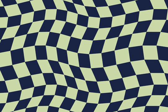 Wavy checkered pattern a modern abstract design in pale green and navy blue