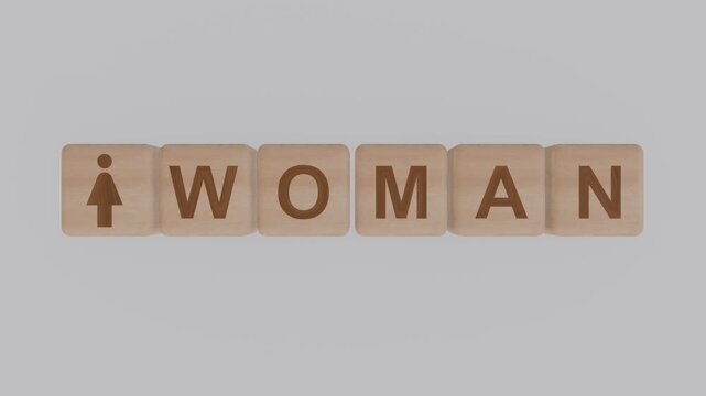 3D Realistic Woman Icon and Woman Text Block Animation