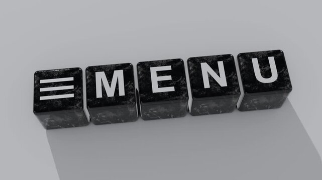 3D Realistic Menu Icon and Menu Text Block Animation