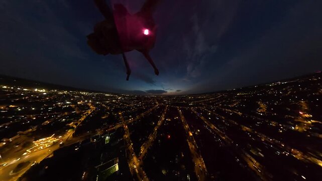 28th May, 2026. Ultra Wide Aerial View of Residential District of Luton City After Sunset Night with Clear Dark Sky. Drone Flight Above Urban City Streets of British City and Town of England Great Bri