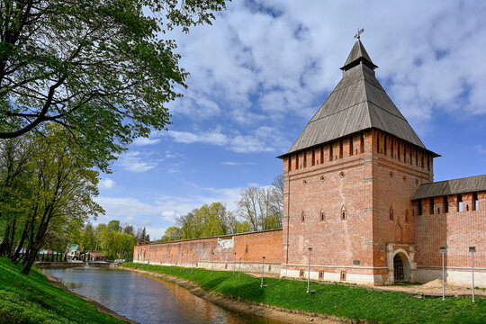The Kopytensky Gate of the Smolensk Fortress in Pushkin Square park, Smolensk region of Russia