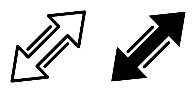 Double-headed Arrows Icon Set, Bidirectional Movement Symbols, Opposite Direction Vector Graphics, Interchangeable Options, Directional Indicators