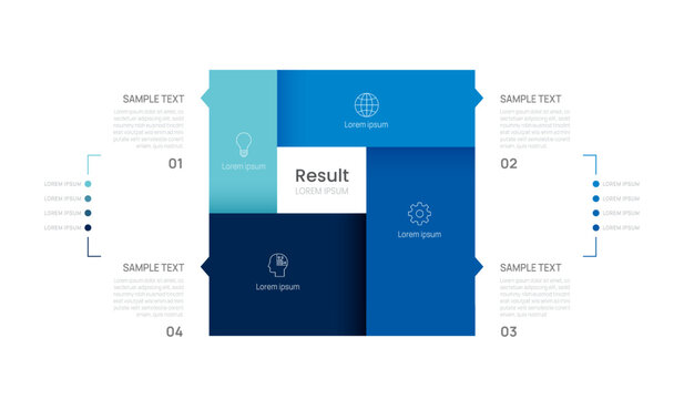 Venn diagram infographic chart template for business 4 parts options, presentation with venn diagram elements vector illustration.