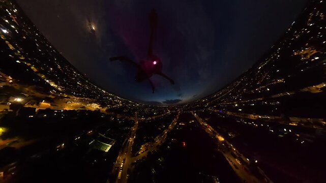 28th May, 2026. Ultra Wide Aerial View of Residential District of Luton City After Sunset Night with Clear Dark Sky. Drone Flight Above Urban City Streets of British City and Town of England Great Bri