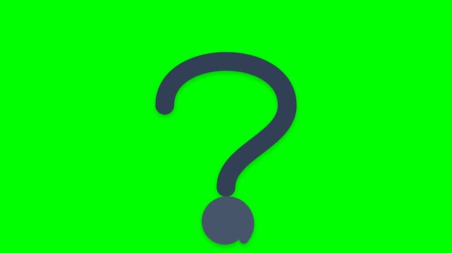 Minimalist Animated Question Mark Icon on Green Screen