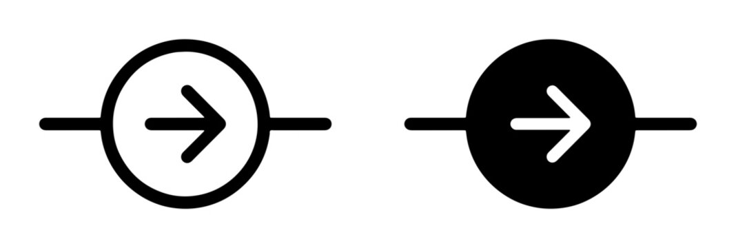 Electrical Current Symbol Vector Icons, Ammeter and Galvanometer Schematic Representations, Black and White Circuit Diagrams