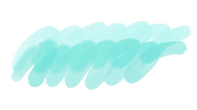 Animated watercolor brush stroke looping in light blue, hand-drawn motion graphics with transparent background MOV