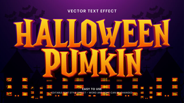 halloween pumkin editable text effect 3d text vector