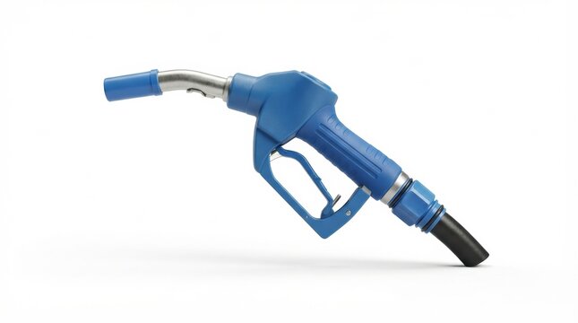 This shows a detailed 3D model of a blue AdBlue DEF fuel nozzle used at gas stations for diesel vehicles.