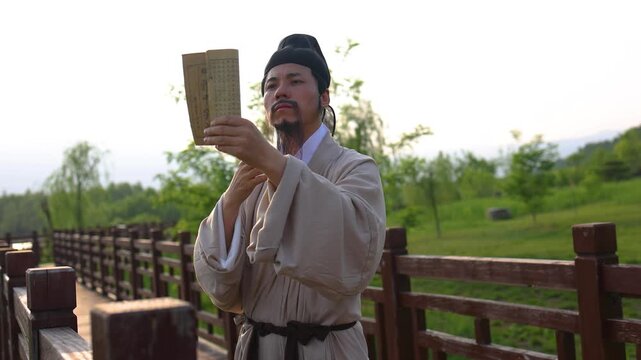Ancient Chinese poets reading and studying