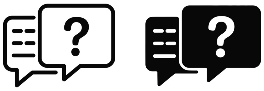 Comment question icon representing online discussion customer support inquiry feedback communication and help request concepts, vector design.