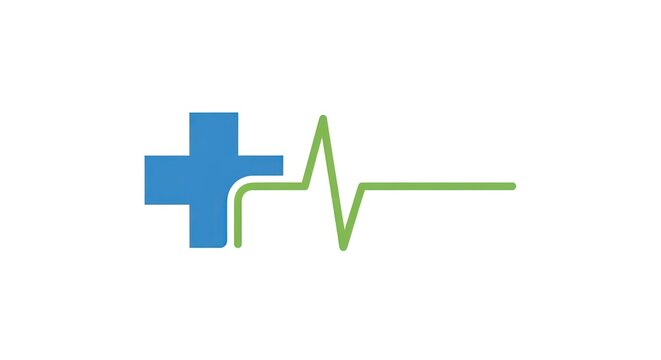 Medical cross and pulse line heartbeat icon