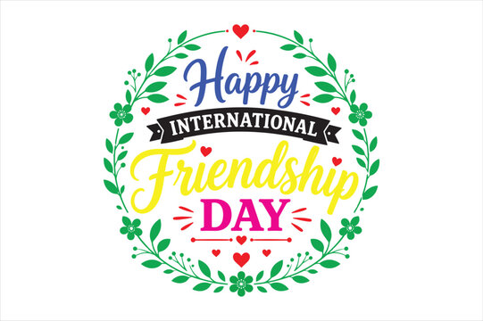 Happy international friendship day colorful floral greeting card design