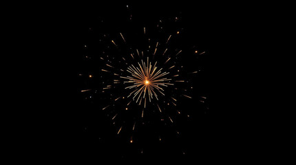 Fototapeta premium Golden firework burst night sky glowing sparks festive celebration radiant