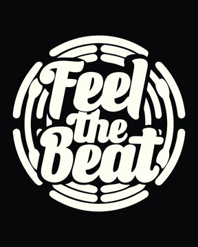 Retro Feel the Beat Design in Beige and Black for a Music T-shirt