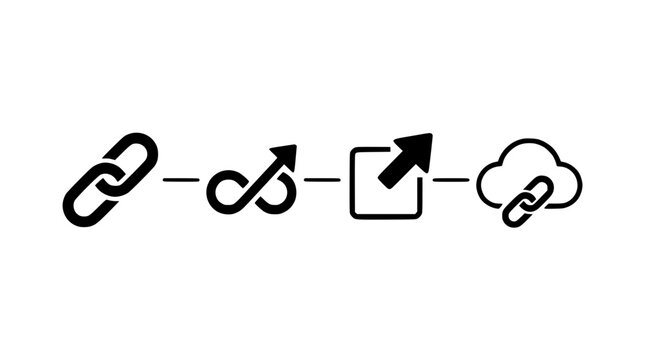 Link Chain Icons Connected by Arrow Symbols Across Cloud, for Network and Digital Communication Concept