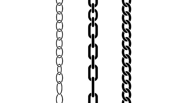 Chains Triptych Vertical Illustration with Interlocking Links and Bold Contrast for Industrial Concept Designs