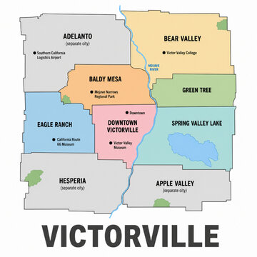 Victorville California Political Map &ndash; Clean Minimal Vector Illustration