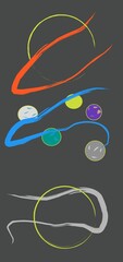 Modern space abstract art with colorful neon planets and rings © miqdar