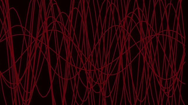 Abstract red wave lines vibrating on black background