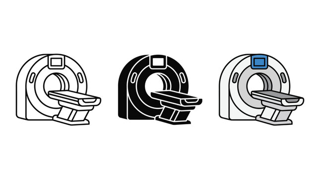 Ct scan machine icon set for medical diagnostic imaging and hospital equipment Vector