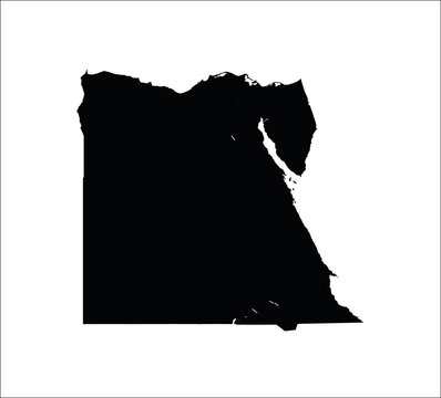 Black silhouette map of Egypt simple vector shape for travel and geography co