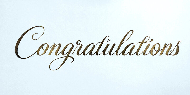 Elegant golden congratulations text in cursive font perfect for cards and celebrations