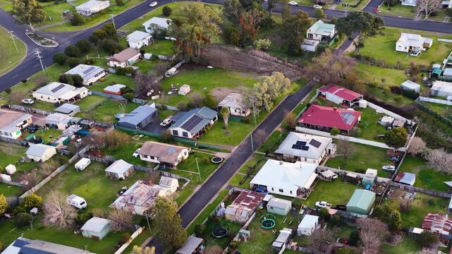 Aerial View of Residential Houses and Streets in Coonabarabran