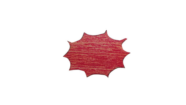 Red starburst speech bubble shape isolated on a transparent background