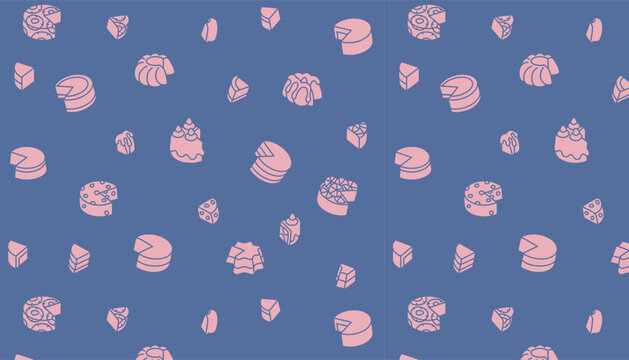 Cute cake seamless pattern, silhouette style