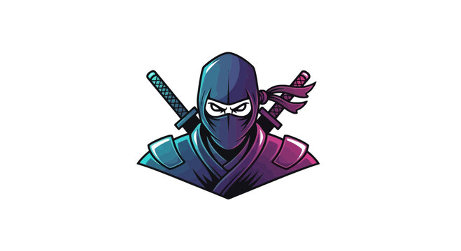 Stealthy ninja warrior with crossed katanas on back