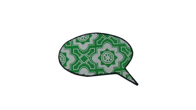 Round green patterned speech bubble isolated on transparent background