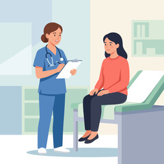 Obraz premium Doctor and Patient in Medical Consultation - Vector Illustration