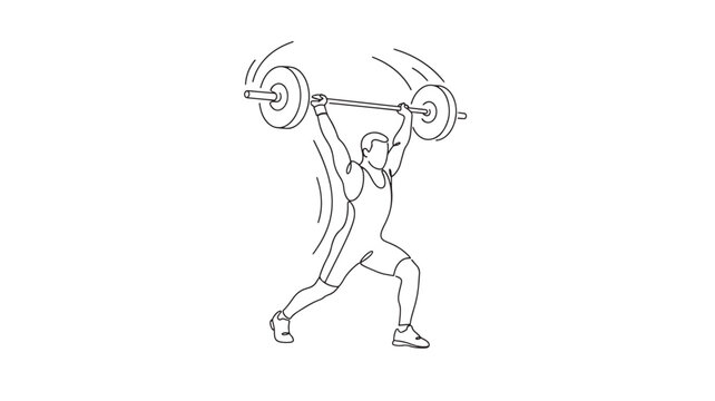 Weightlifting Icon, Barbell Snatch Athlete Vector, Strength Training Sports Illustration