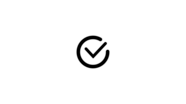 Black check mark icon animations. Chick mark animation on circle. tick mark symbol ok button animated on white background.