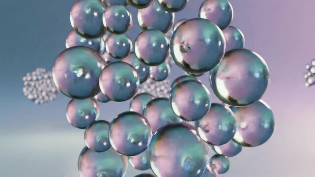 Animated circle clusters gently moving in 3D space minimalistic soft ambient lighting