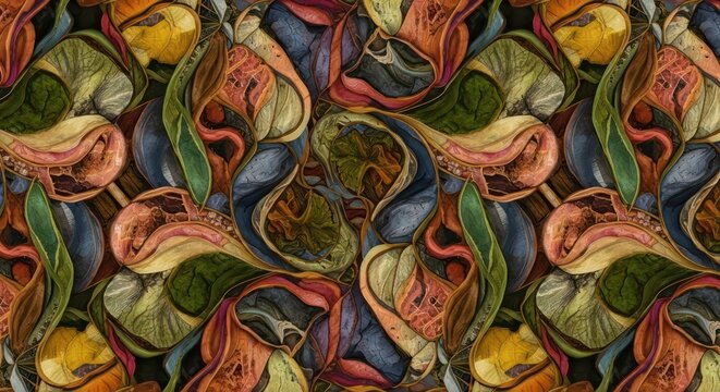 Abstract organic pattern with flowing colorful shapes