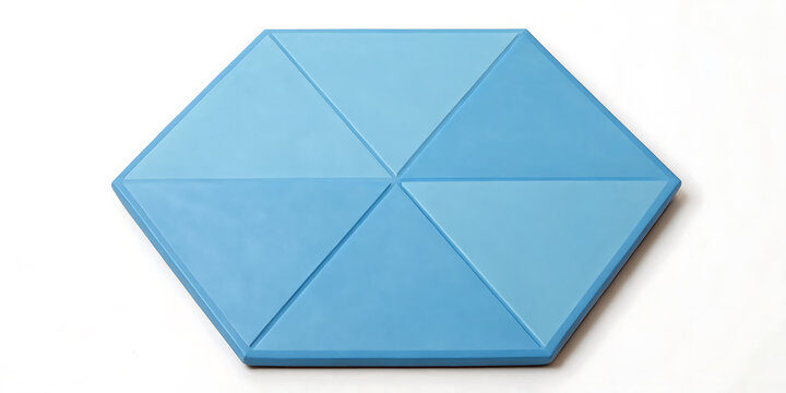Single blue hexagon shape made of triangles with triangle