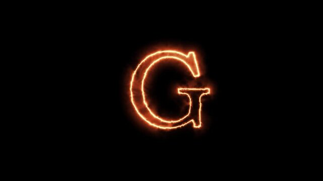Glowing neon arrow letter g animation against dark background with rotating continuously against backdrop futuristic dynamic smooth animated glowing