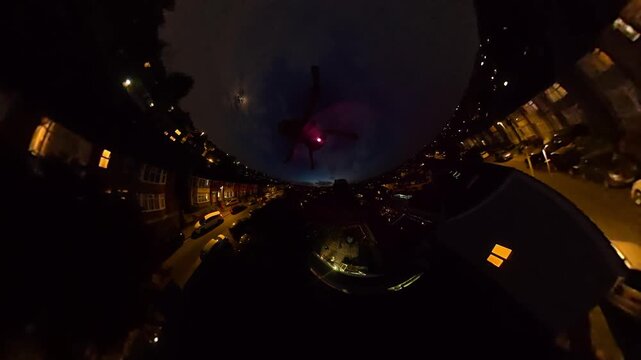 28th May, 2026. Ultra Wide Aerial View of Residential District of Luton City After Sunset Night with Clear Dark Sky. Drone Flight Above Urban City Streets of British City and Town of England Great Bri