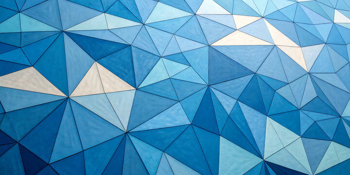 Abstract view of blue architectural exterior triangle panels