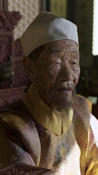 Ancient Chinese Emperor&rsquo;s Contemplative Gaze Reflects Imperial Wisdom and Dignified Age