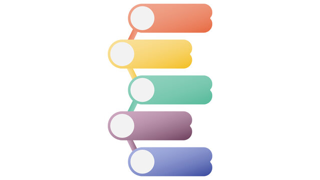 Five step vertical infographic diagram with colorful banners on a black background