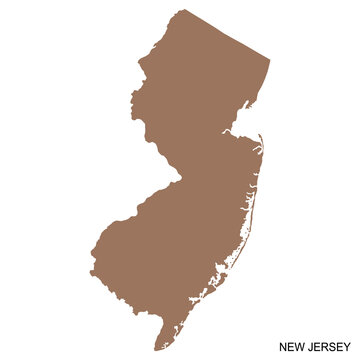 Minimal New Jersey state map silhouette, USA geographic outline, editable regional vector illustration, modern design