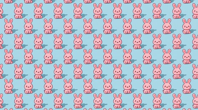 Cute cartoon bunny pattern repeat design with illustration seamless background