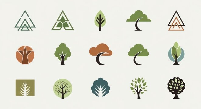 Modern tree logo marks for green branding